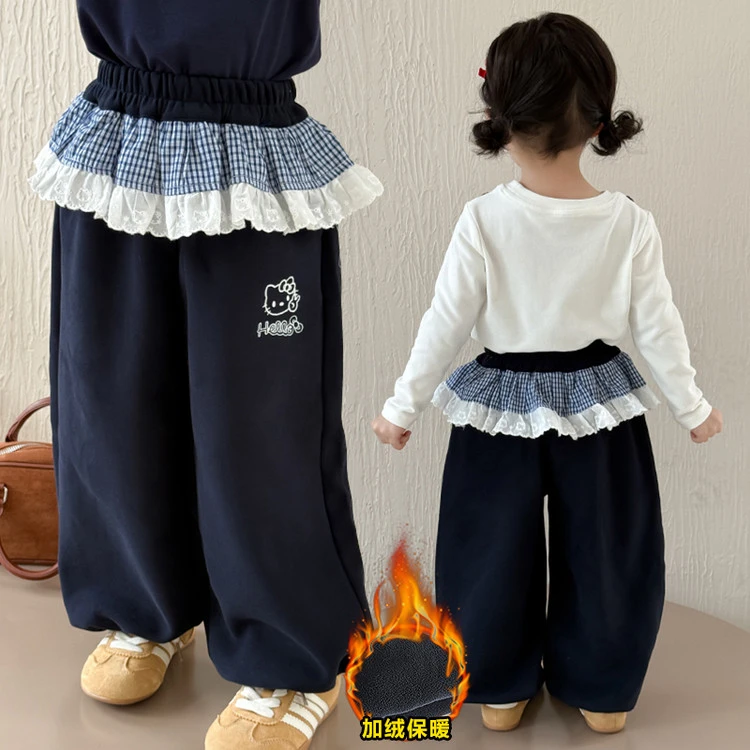 女童秋冬休闲套装新款韩版假两件上衣屁帘卫裤