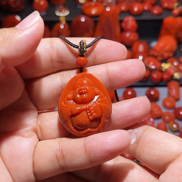 南红玛瑙未镶嵌配饰弥勒挂件