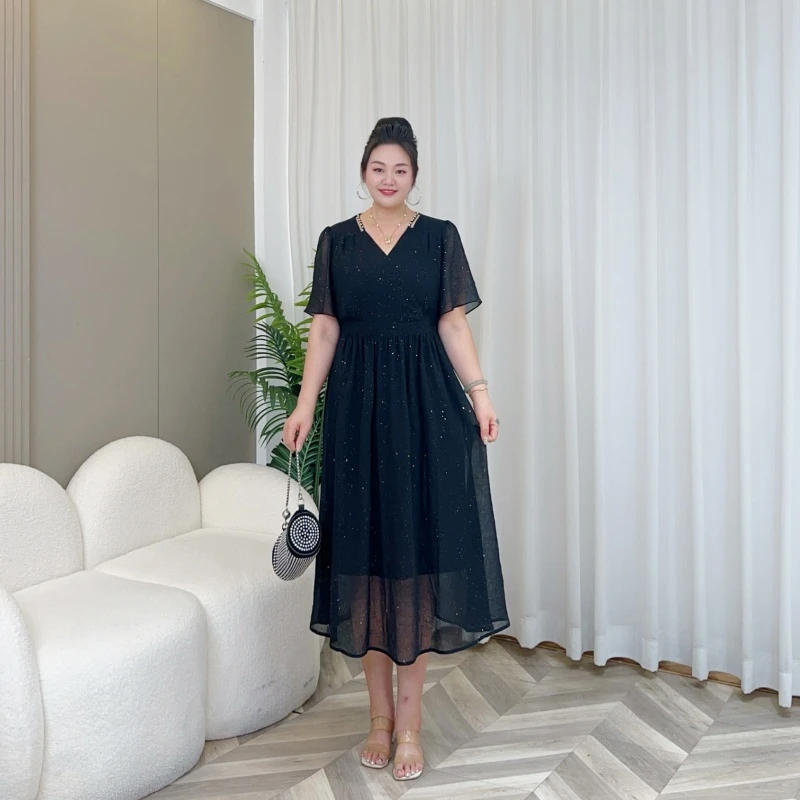 【现货梅姐】夏季新款时尚百搭简约气质大码连衣裙MJ9397