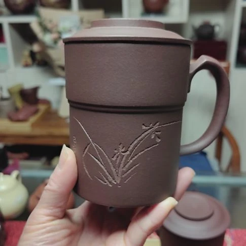 茶杯紫砂盖杯300cc手工制作