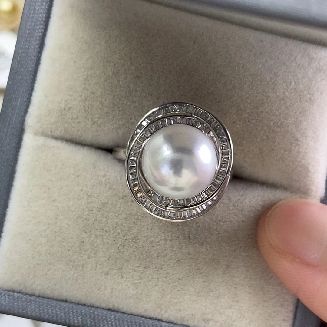 海水珍珠戒指银S925镶嵌
