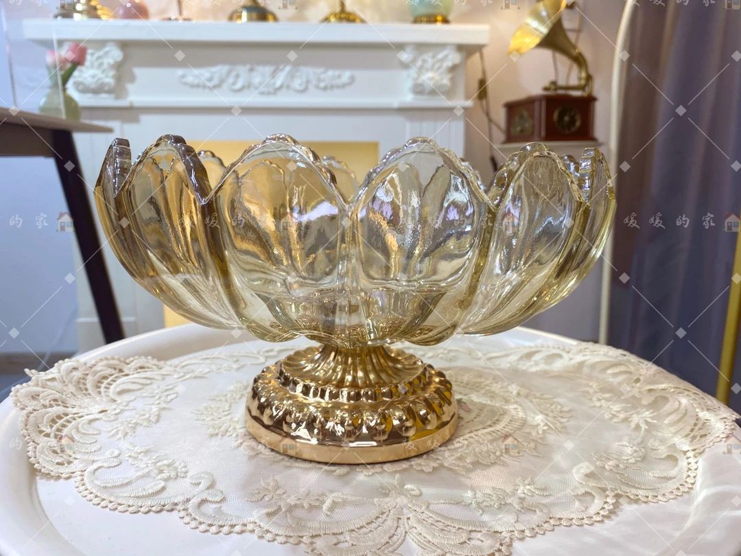 简约轻奢水晶玻璃水果盘欧式客厅茶几大号干果盘餐桌摆盘零食盘