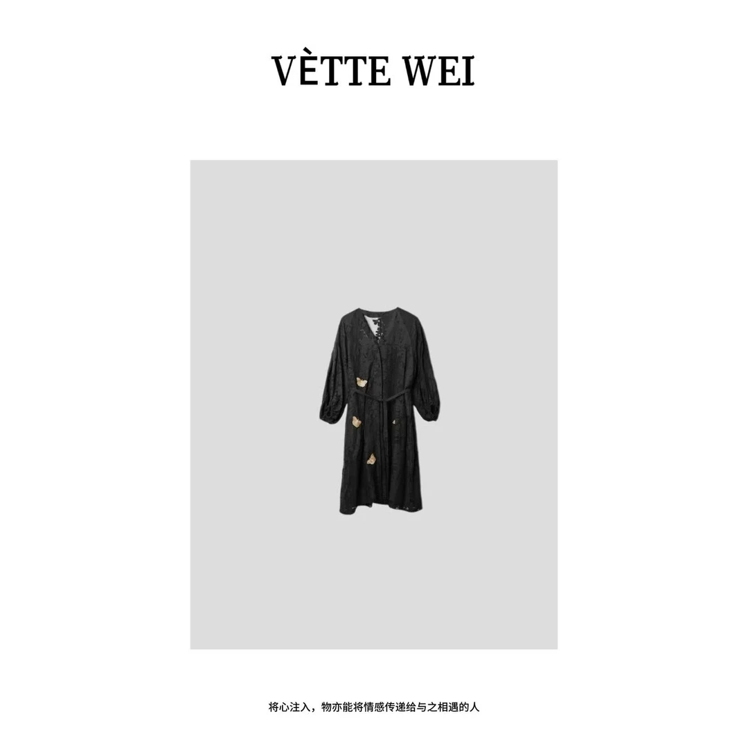 VÈTTE  WEI   “蝶花幻梦”立体裁剪水滴袖连衣裙   9059