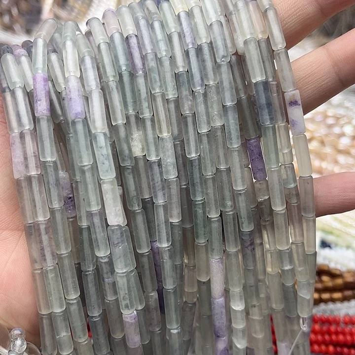 未镶嵌玛瑙/玉髓珠宝半成品一条4/13mm左右萤石管珠