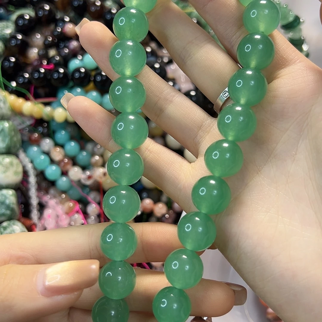 玛瑙/玉髓合金珠宝半成品绿玉髓卡12一条