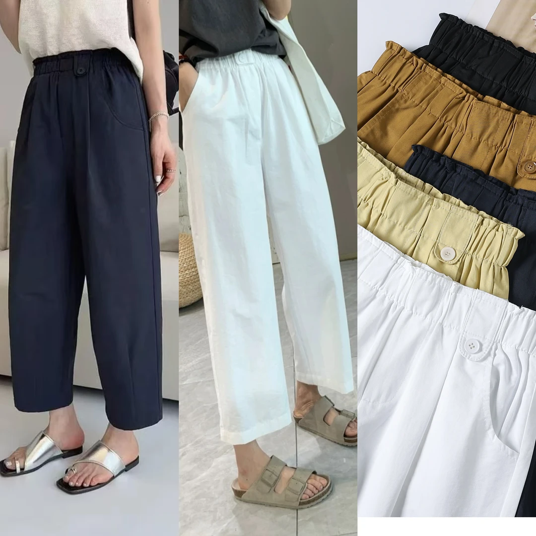 夏季薄款八分花苞裤2025新款高腰遮肉显瘦百搭休闲裤