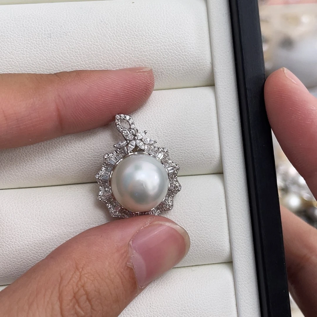 吊坠(不含链)海水珍珠银S925镶嵌
