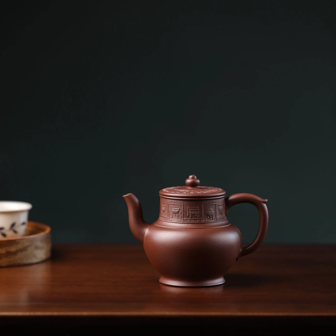 紫砂臻品莲子壶四方壶笑樱壶洋桶《一壶九鼎》——叶永君紫泥280cc