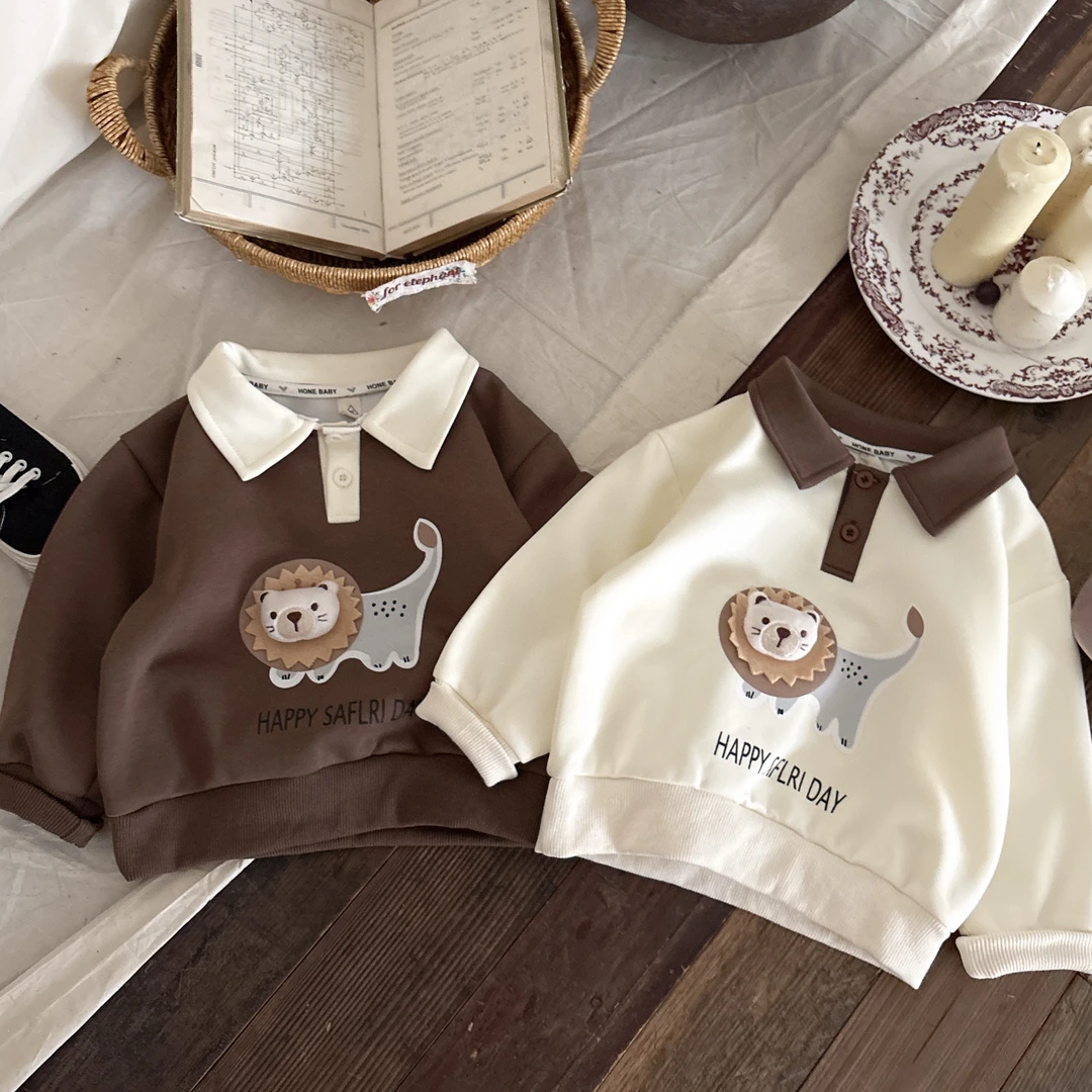 男童春秋季洋气时髦翻领polo卫衣宝宝帅气春装儿童韩版童装