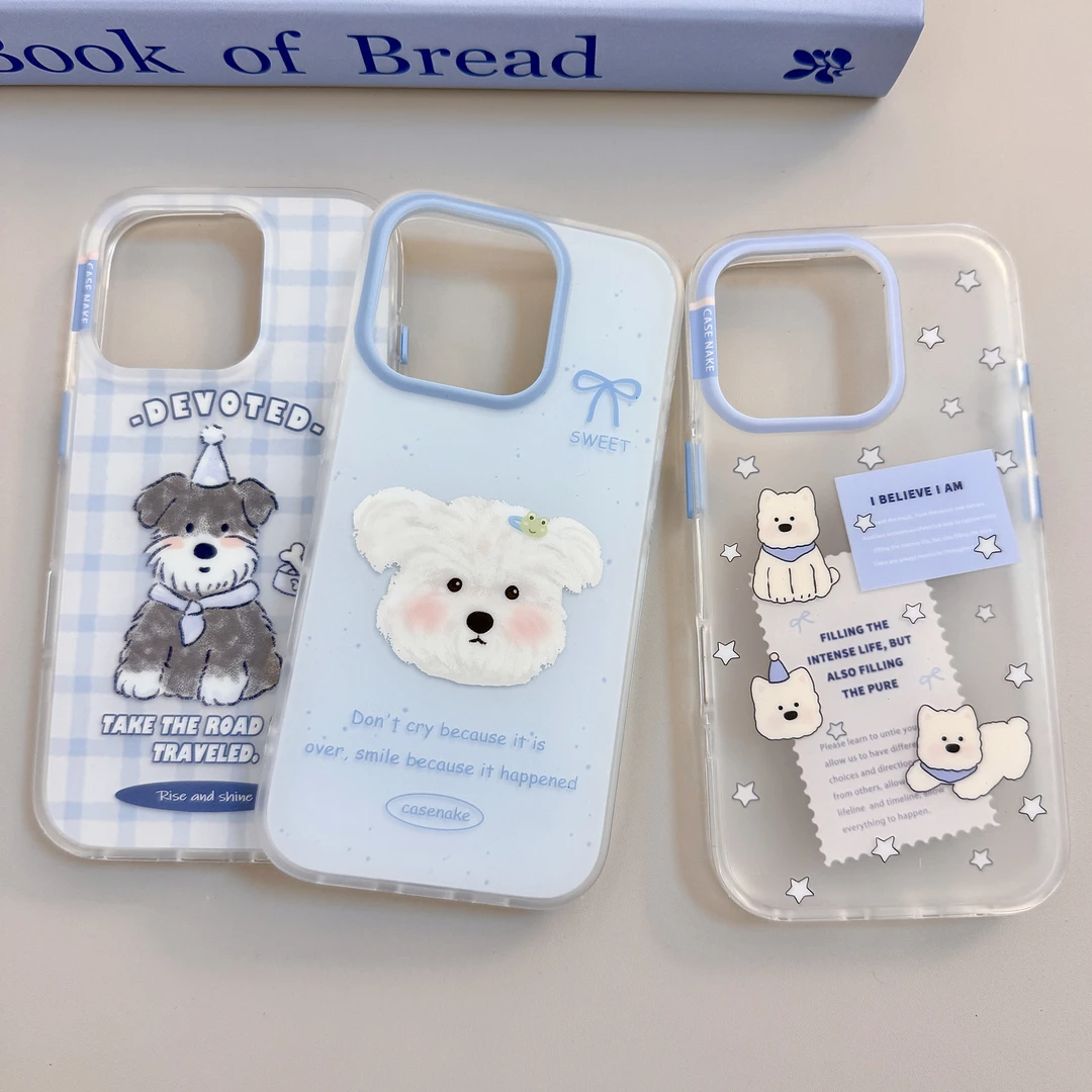 韩系白色星星西高地适用苹果16promax手机壳iphone15可爱14新款女