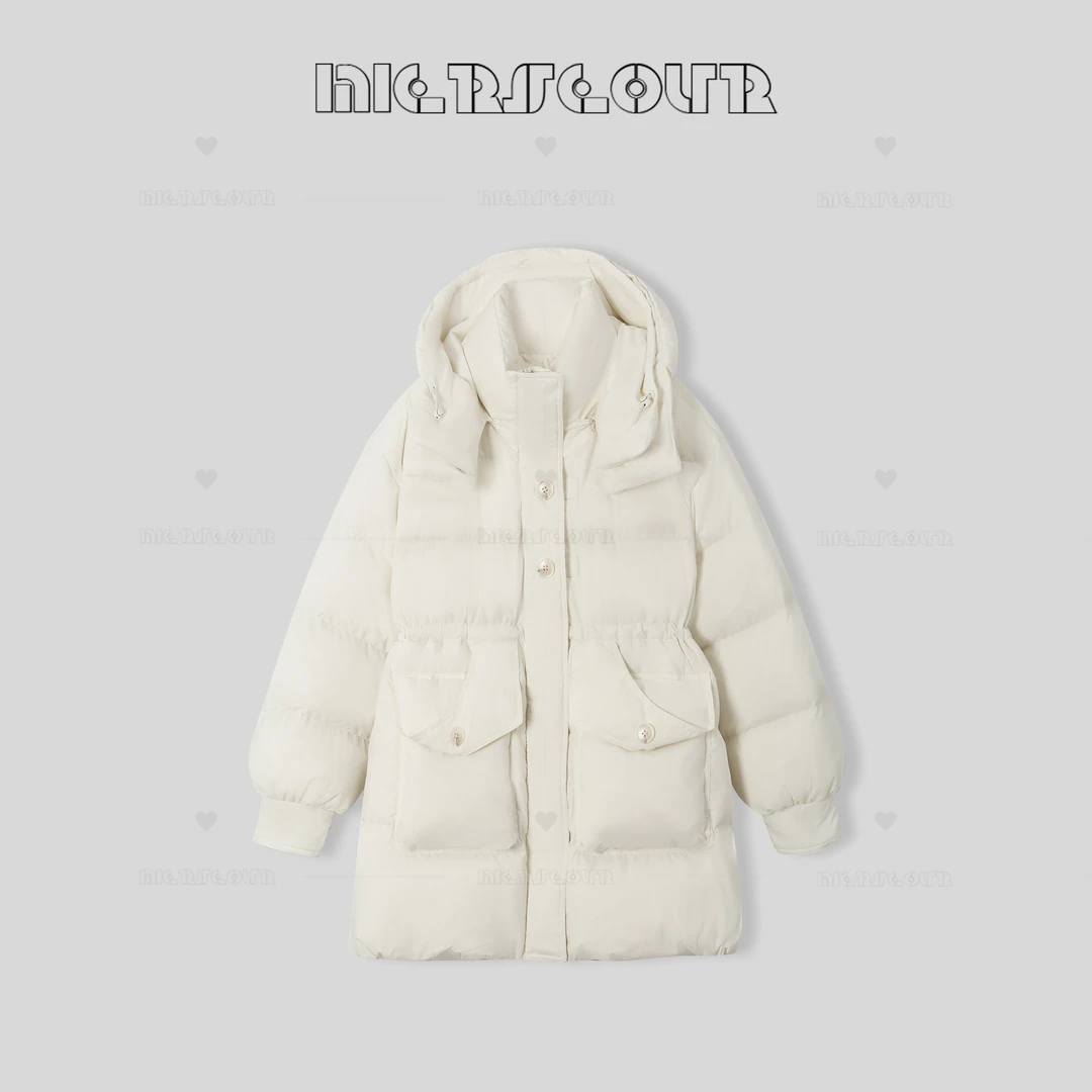 2024冬季新款云朵泡芙抽绳设计连帽羽绒服7729