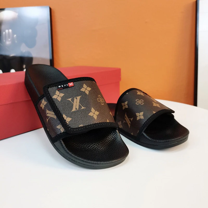 夏季新款男士欧洲站潮凉拖鞋外穿魔术贴字母防滑室外沙滩凉鞋拖鞋