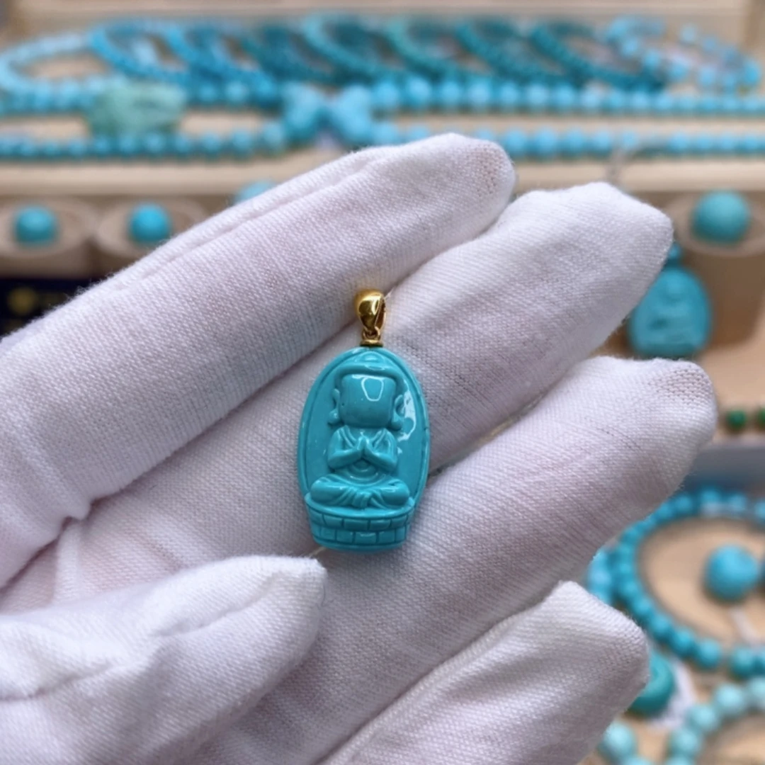 绿松石18K金镶嵌珠宝奇石