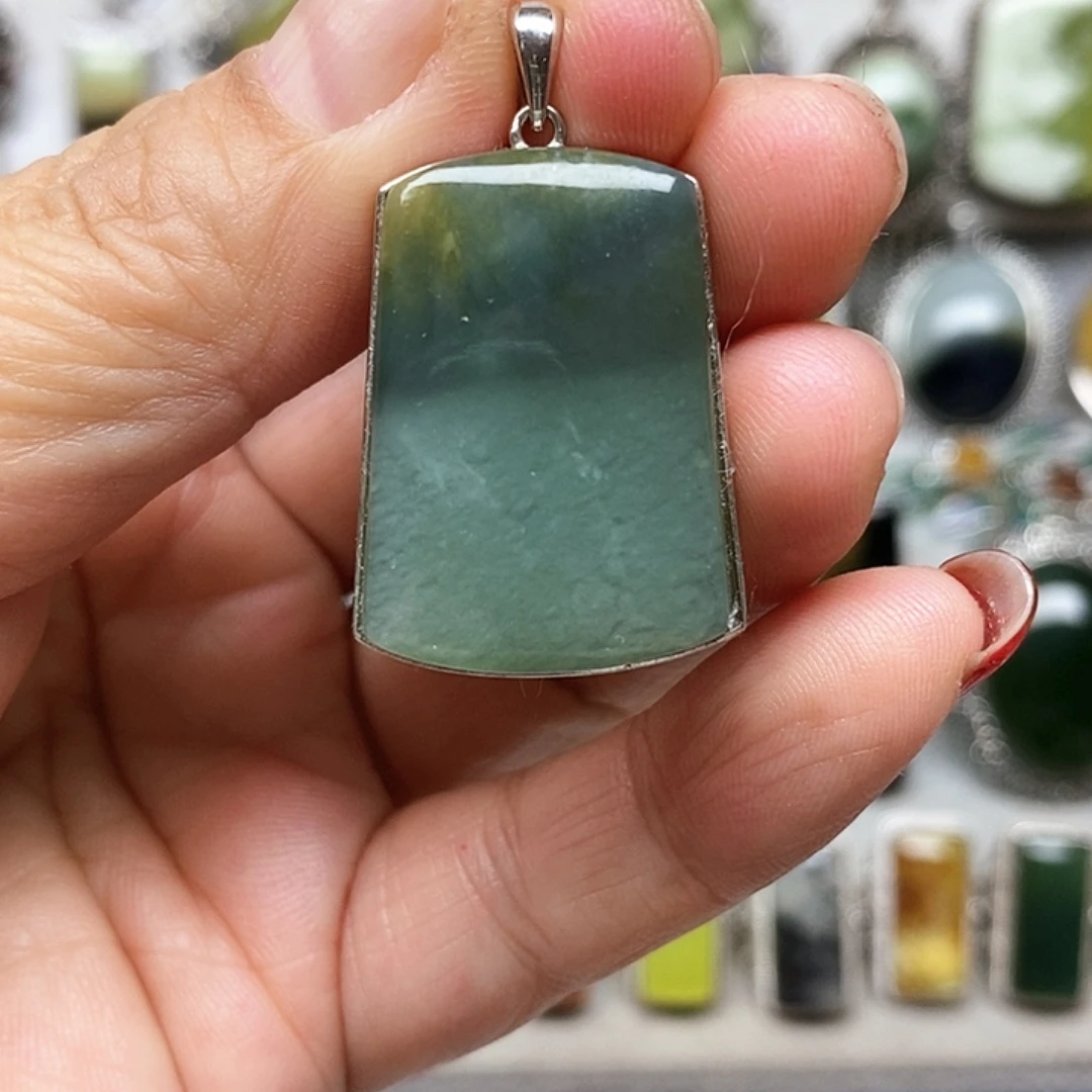 蛇纹石玉银S925镶嵌戒指