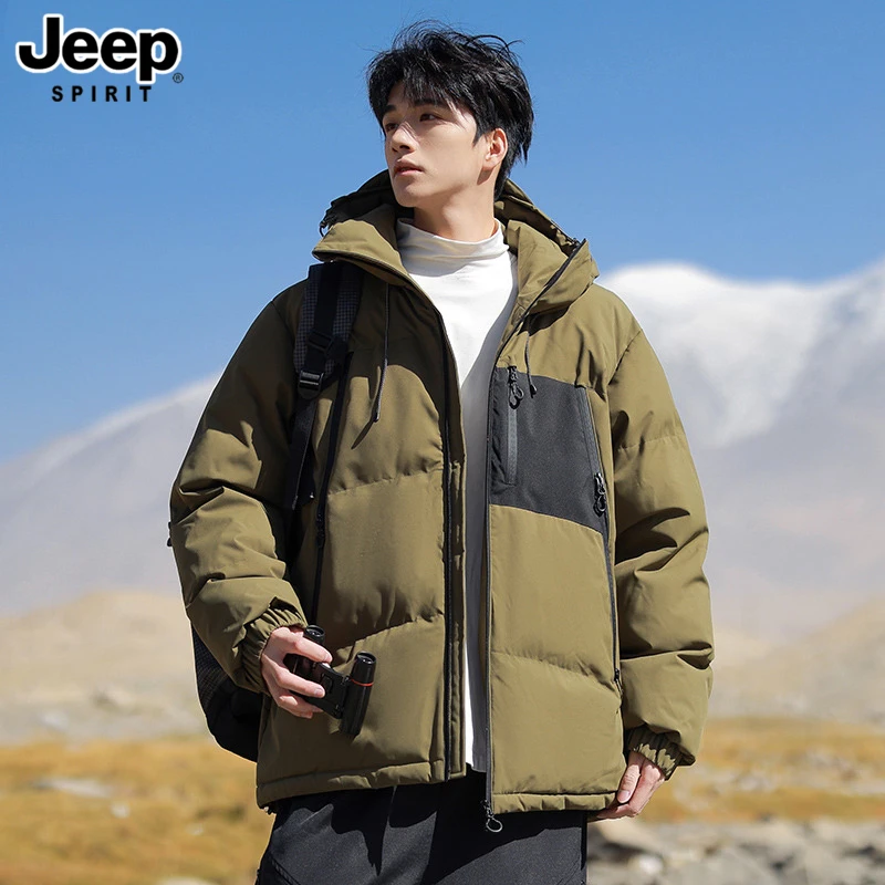 JEEPSPIRIT吉普冬季新款加厚保暖宽松棉衣外套美式连帽石墨烯棉服