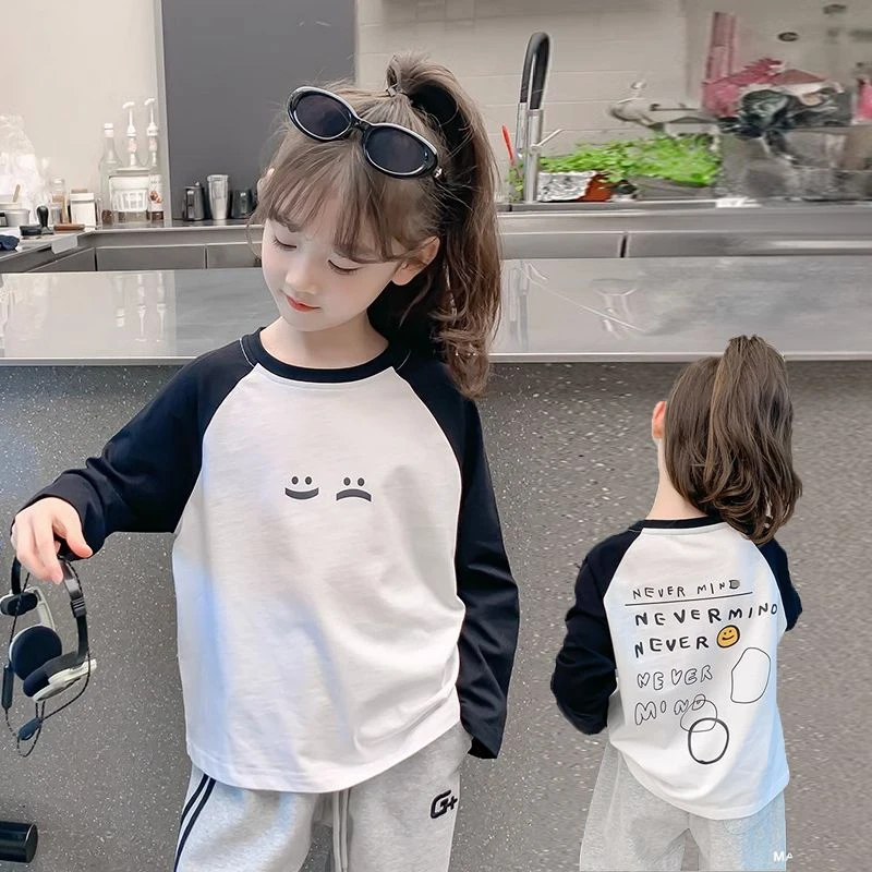 女童长袖T恤春秋款2025新款儿童春季薄款上衣中大童春装内搭衣服