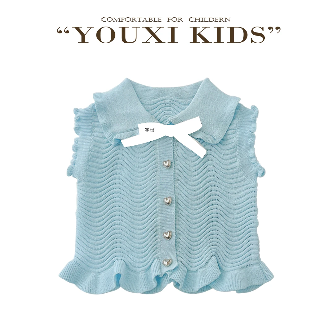 现飞飞家·晨间海浪夏季花边弹力高级时髦感针织衫透气马甲 FF2777