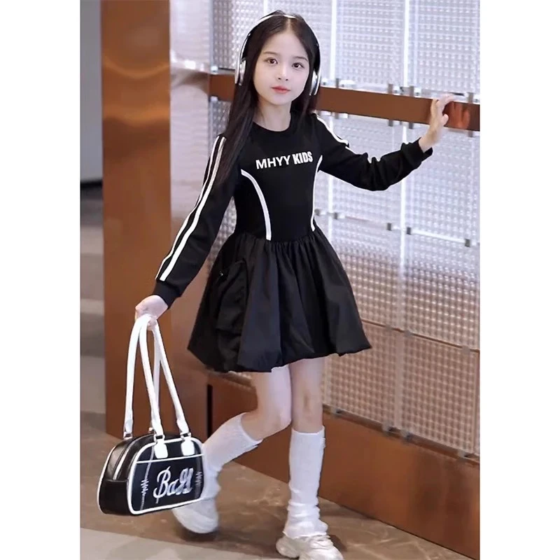 女童连衣裙春装2025新款儿童花苞裙小女孩洋气裙子春秋休闲公主裙