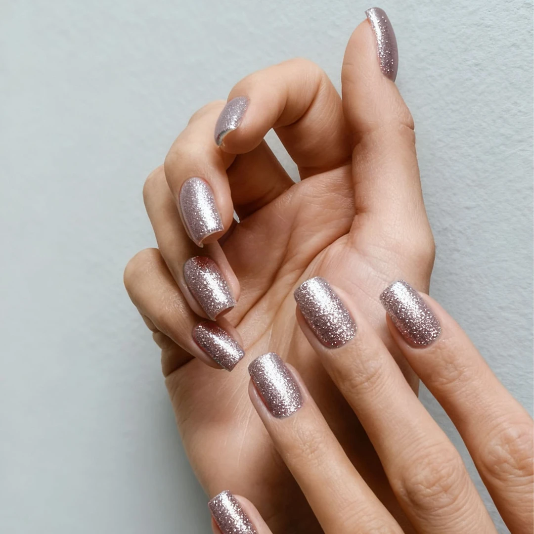 Loomi星光|金属玫瑰碎钻UV照灯变硬凝胶防水持久美甲贴半固化孕妇