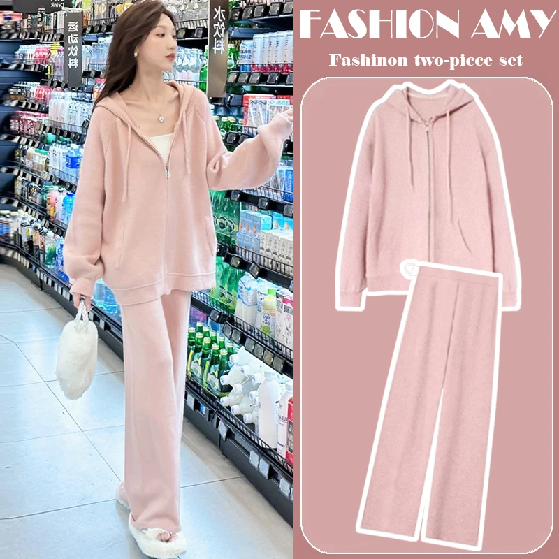 孕妇装秋装套装新款时尚宽松慵懒风长袖连帽卫衣休闲阔腿裤两件套