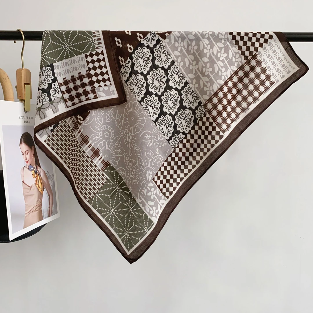 棉柔材质方巾精致穿搭时尚经典百搭显格调小方巾文艺气质复古丝巾