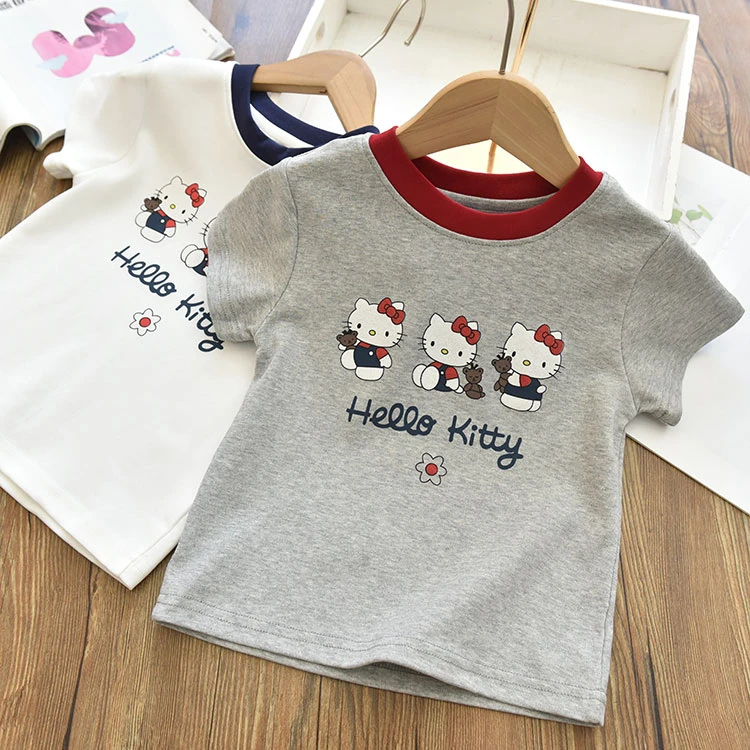 【超好穿可爱百搭】女童洋气时髦印花修身短袖辣妹T恤半袖上衣夏