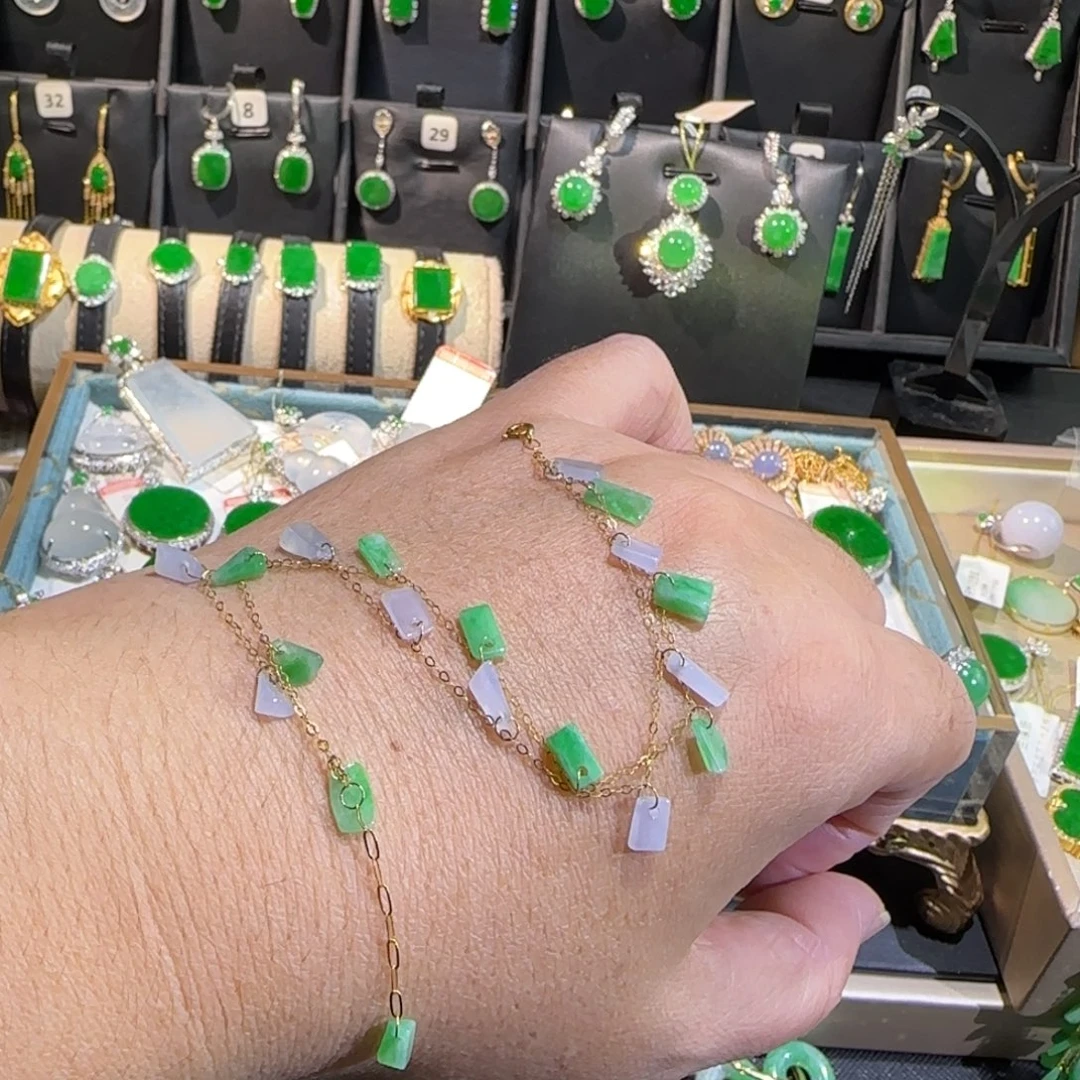 翡翠18K金镶嵌颈饰手链