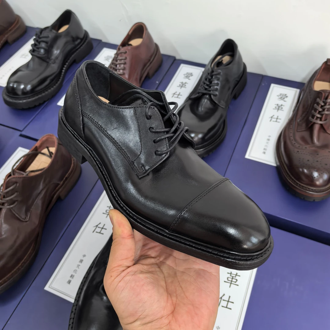 高端马皮透气手工男鞋，断码清仓，直播间专拍