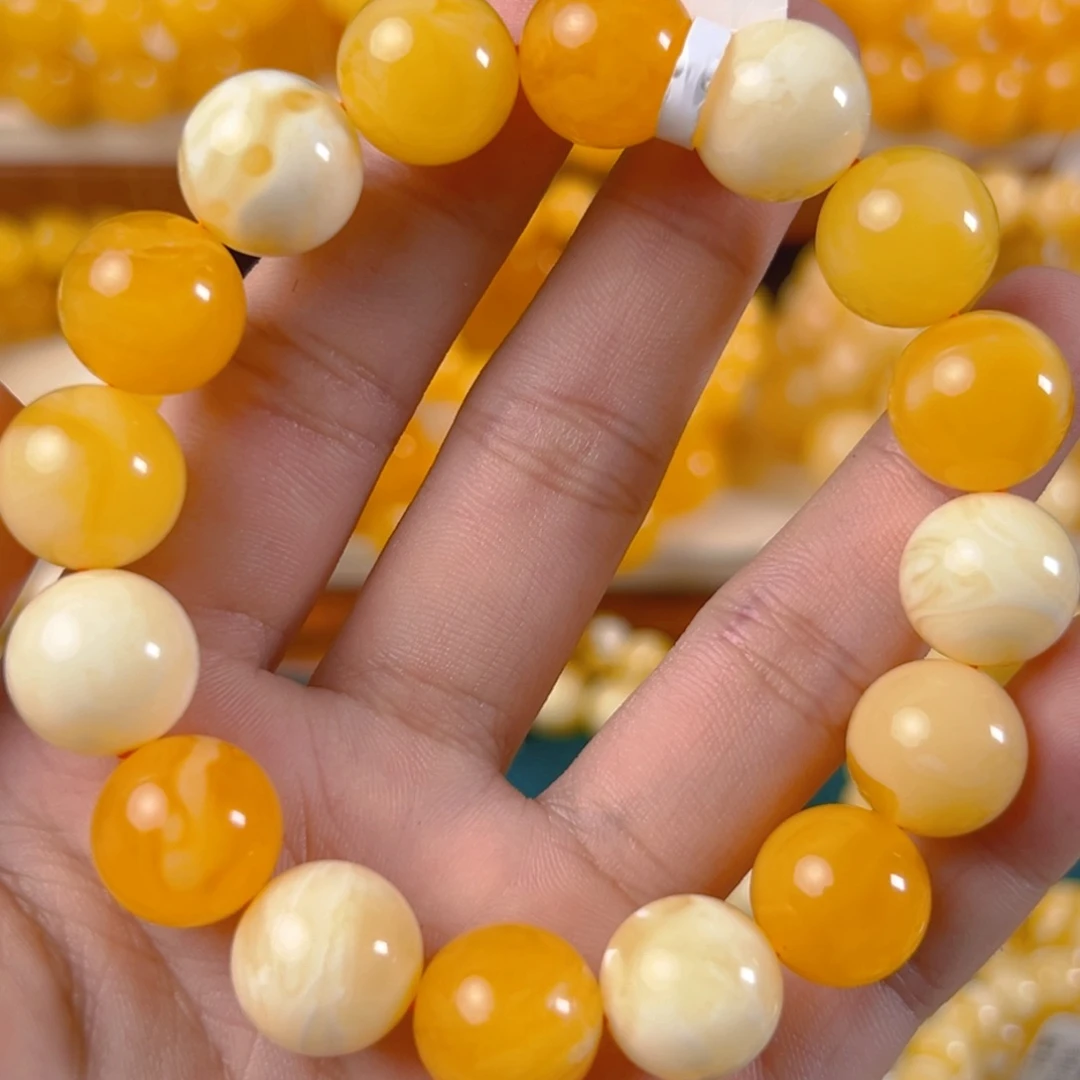 手链琥珀未镶嵌23.79g焦皮多宝14mm