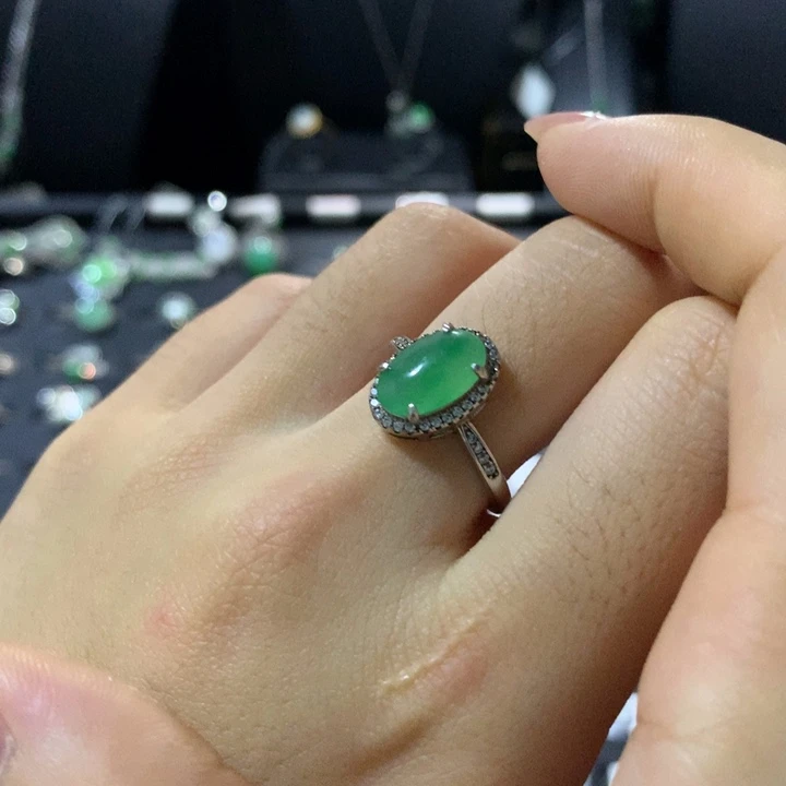 翡翠银S925镶嵌戒指