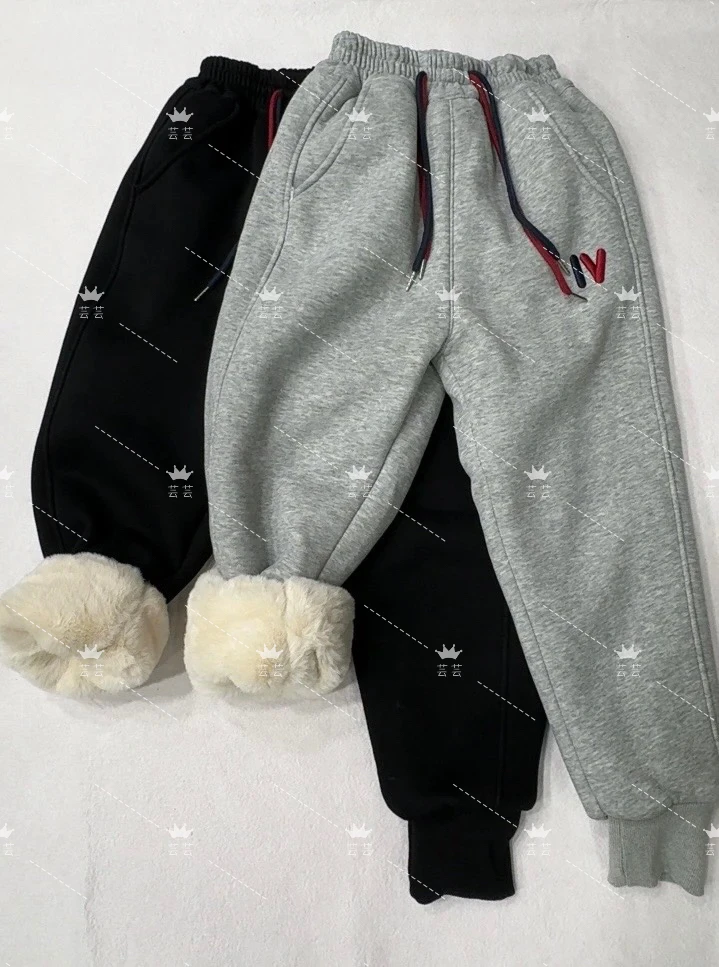 Aa2024新款iv字母仿兔毛一条过冬男女休闲卫裤