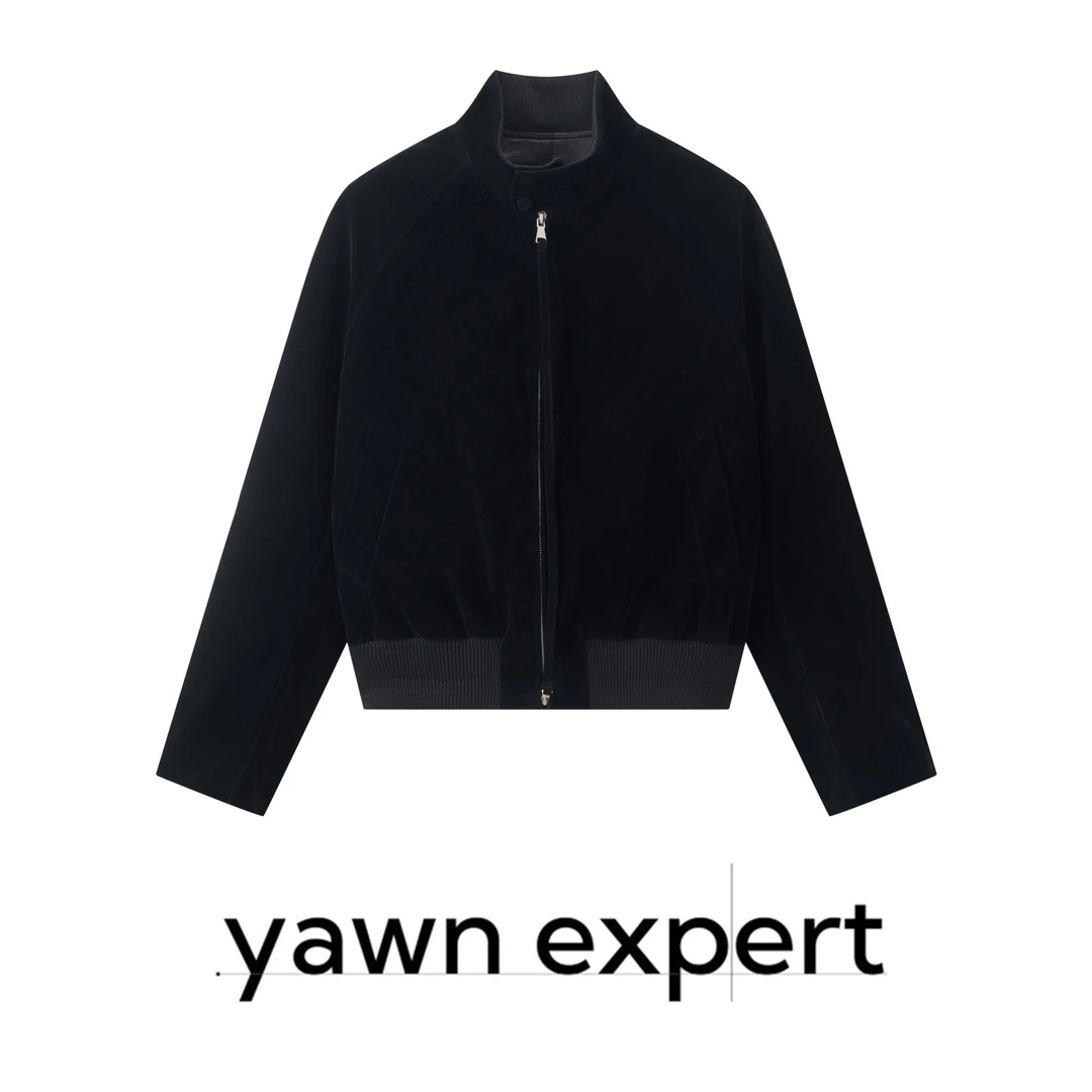 yawnexpert【牛牛自留】墨比乌斯仿麂皮双拉链显比例短款哈林顿夹克