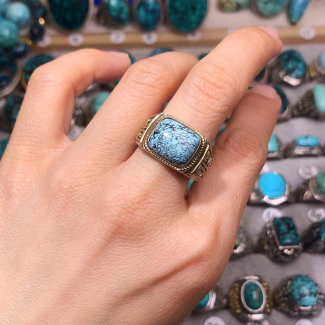 绿松石挂件银S925镶嵌