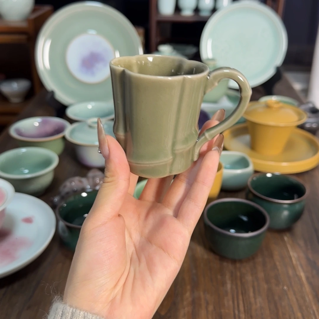 瓷片龙泉青瓷小咖啡杯