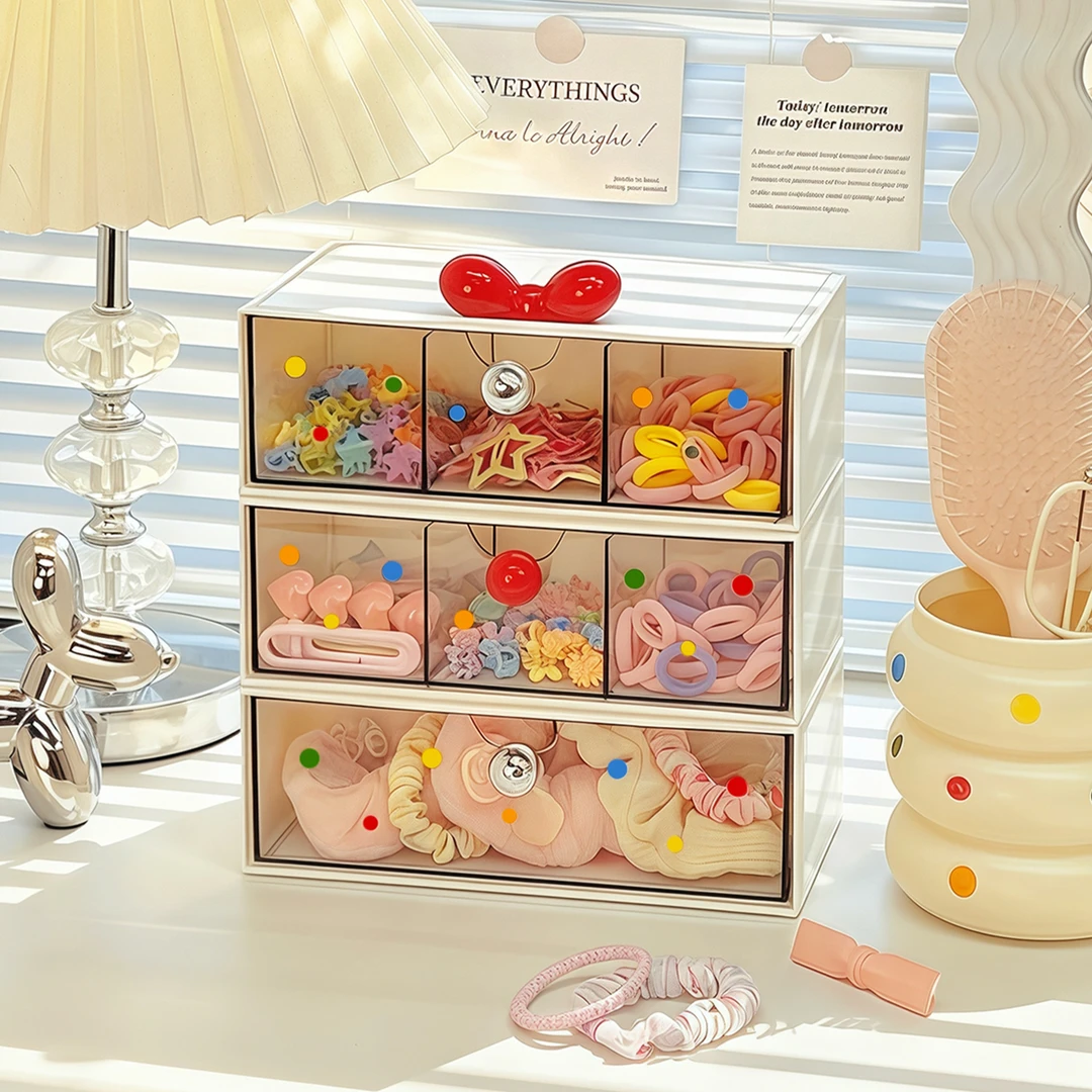 儿童发饰收纳盒抽屉式宝宝头绳发圈女孩发夹皮筋桌面整理盒首饰盒