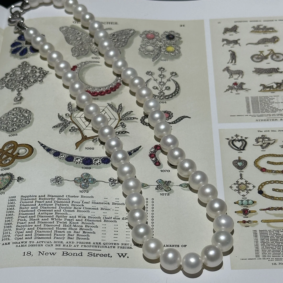 珍珠项链 日本丝绸光白色珠珍珠项链 约9-10mm ZB251165