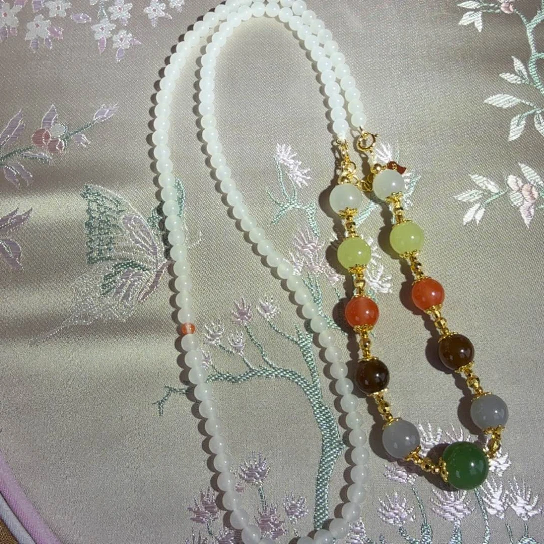 和田玉未镶嵌颈饰白玉多宝项链静妃多样性拍一发一