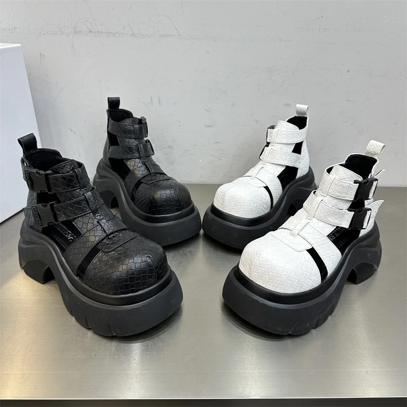 女鞋凉鞋时尚休闲百搭夏季透气镂空厚底厚底英伦风高帮松糕底潮鞋