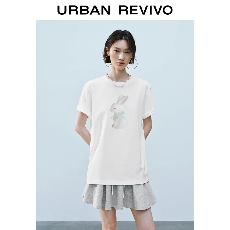 UR2025夏季新款女装兔子印花宽松棉质短袖T恤UYY450217