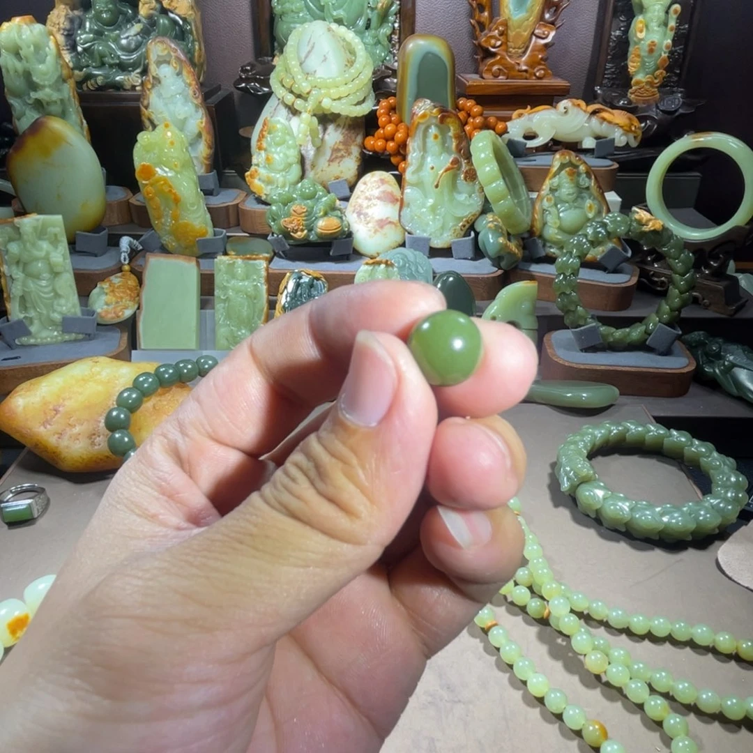 透闪石质玉单珠未镶嵌福