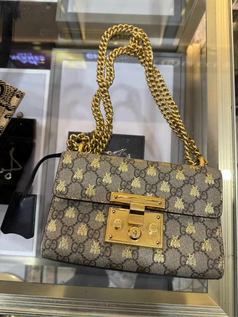 95新 GUCCI/古驰 古驰月光宝盒蜜蜂烫金单肩斜挎包