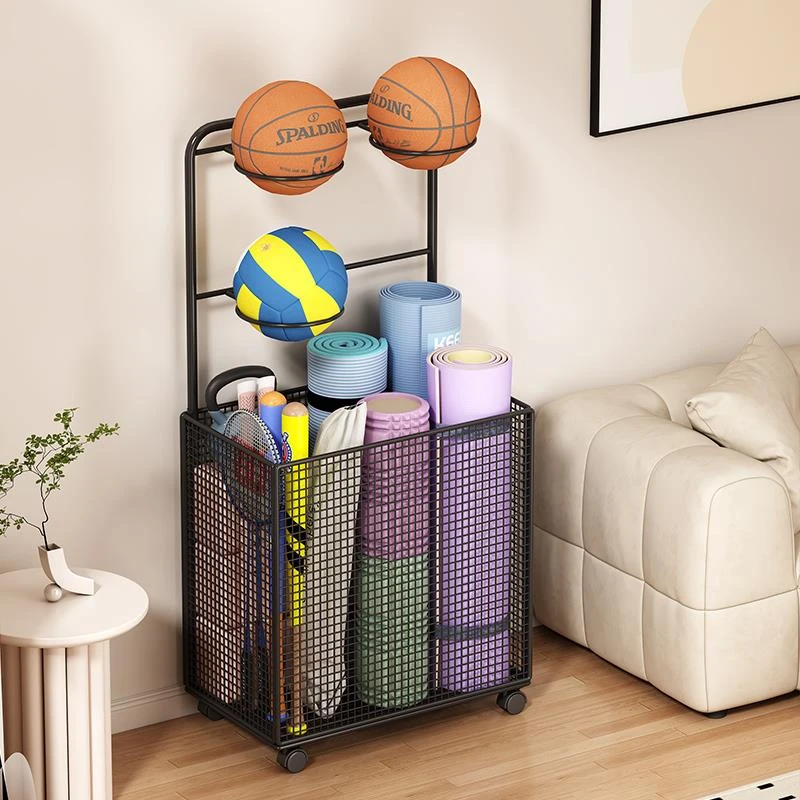瑜伽垫收纳筐健身运动器材收纳架家用放足球篮球收纳架球类摆放架