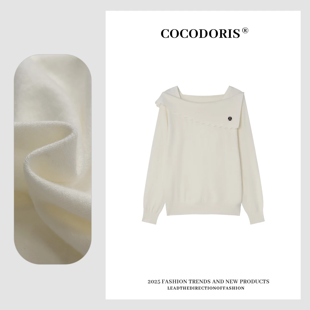 COCO DORIS 2025新款设计感一字肩针织长袖通勤休闲百搭上衣0B27
