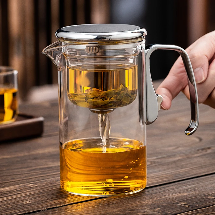 【六祥】新型高端侘寂风磁吸喝茶飘逸杯玻璃茶具耐高温泡茶壶茶器