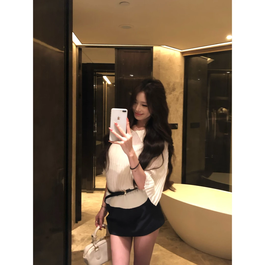 withmin白兔 半岛风琴 气质百搭舒适纯色短裙包臀半身裙 2523725