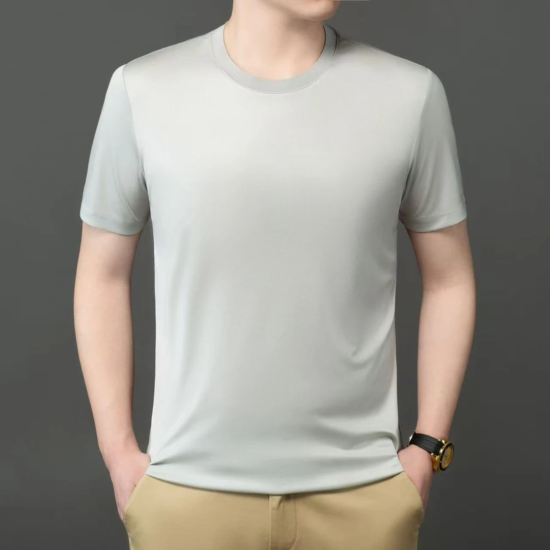 【圆领】亲肤柔软！2025夏季新款男士高档圆领舒适休闲短袖8810