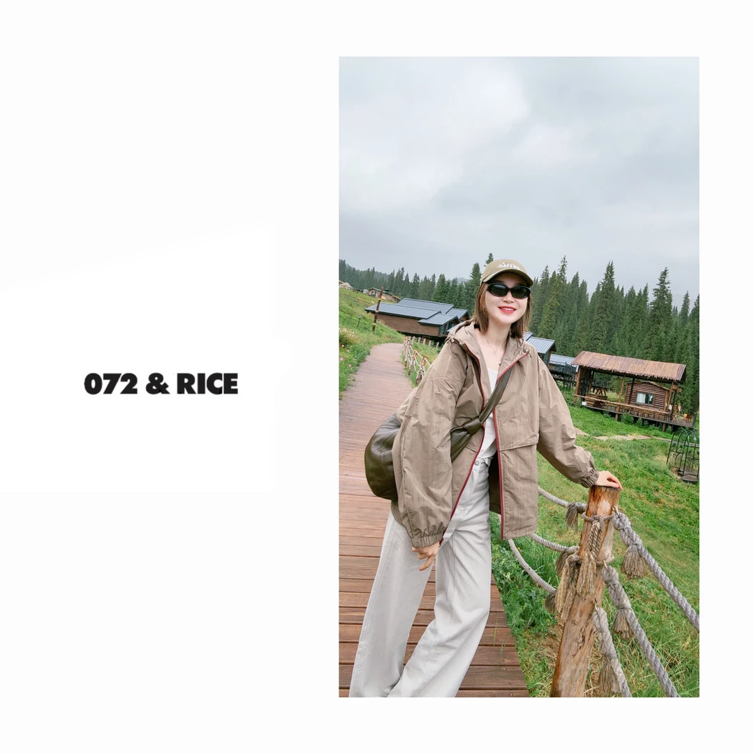 072 & RICE【良木】秋季休闲连帽拉链长袖外套 Z-32NW058