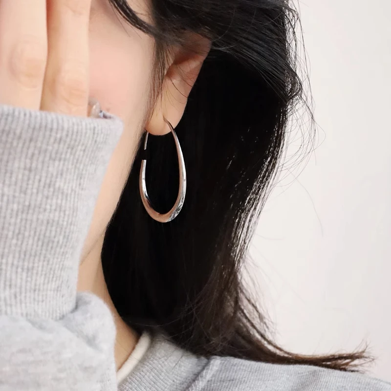 铜合金耳饰 修饰脸型水滴耳挂个性气质百搭耳挂素圈气质法式水滴