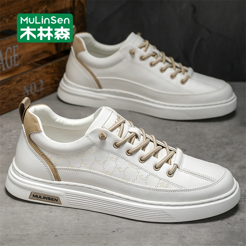 木林森男鞋2025新款秋季透气休闲运动小白鞋男百搭休闲板鞋男款