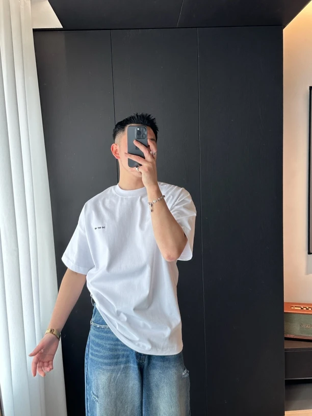 CHUJIE韩版重磅320克宽松字母休闲百搭短袖T恤